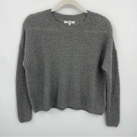 Madewell Ribbed Crewneck Sweater Sz S Style NM603 Gray Lightweight Alpaca blend - Picture 2 of 8
